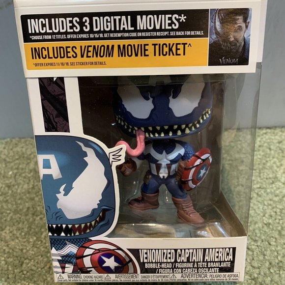 New Funko Pop #364 Venomized Captain America Walmart Exclusive Free Movie Ticket - Picture 1 of 3
